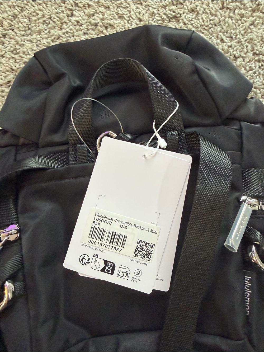 Lululemon Wunderlust Convertible Backpack Mini Black 3L Crossbody Bag NWT - Picture 4 of 7
